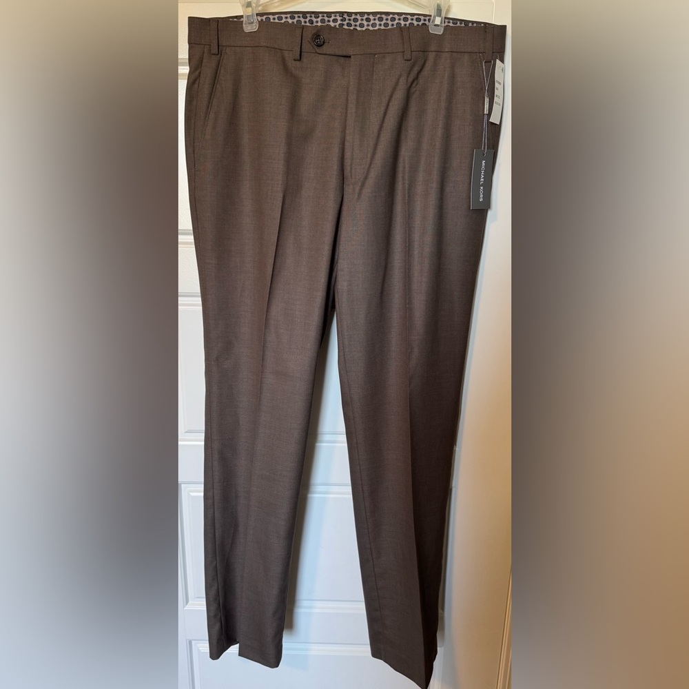 NWT Men’s Michael Kors Matisse Medium Brown Dress Pants Flat front, 36W x 32L - Picture 3 of 7